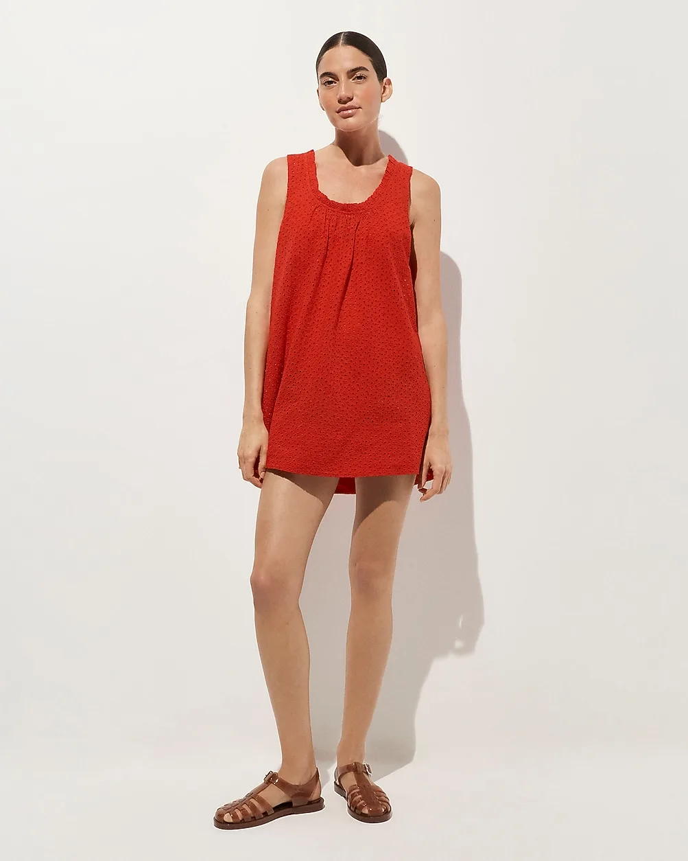 Ruffle-Trim Scoopneck Eyelet Mini Dress by J.Crew