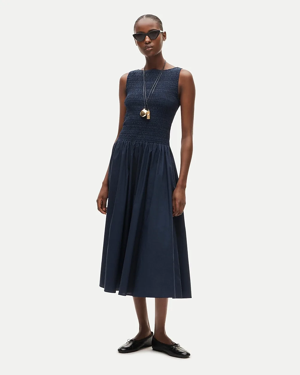 Lina Smocked Midi Dress by J.Crew