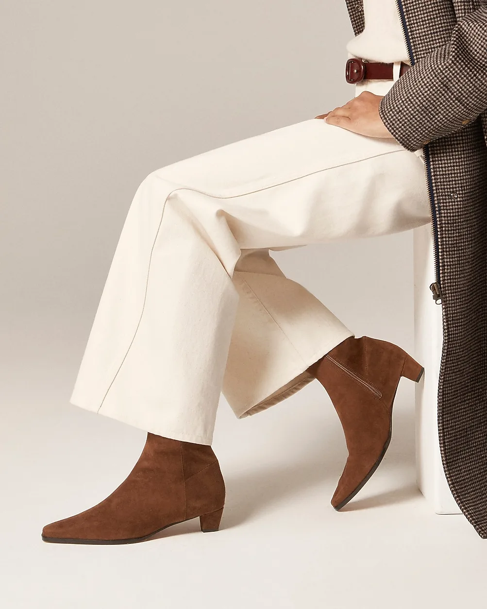 Remi Square-Toe Ankle Boots in Stretch Suede by J.Crew