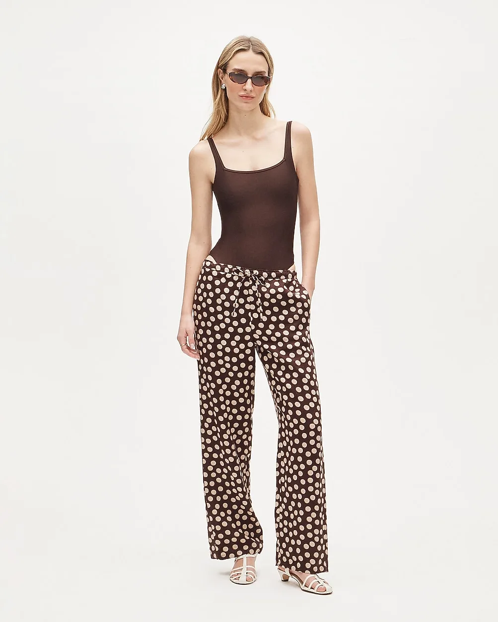 Soleil Pant in Dot-Print Linen