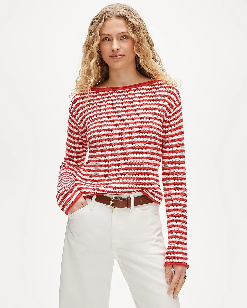 Boatneck Sweater in Stripe by J.Crew