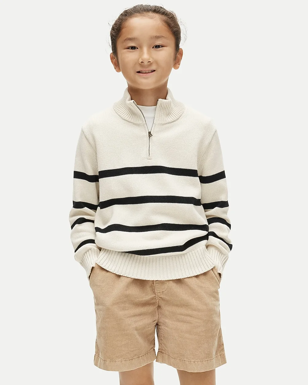 Quarter-Zip Sweater in Striped Heritage Cotton by J.Crew