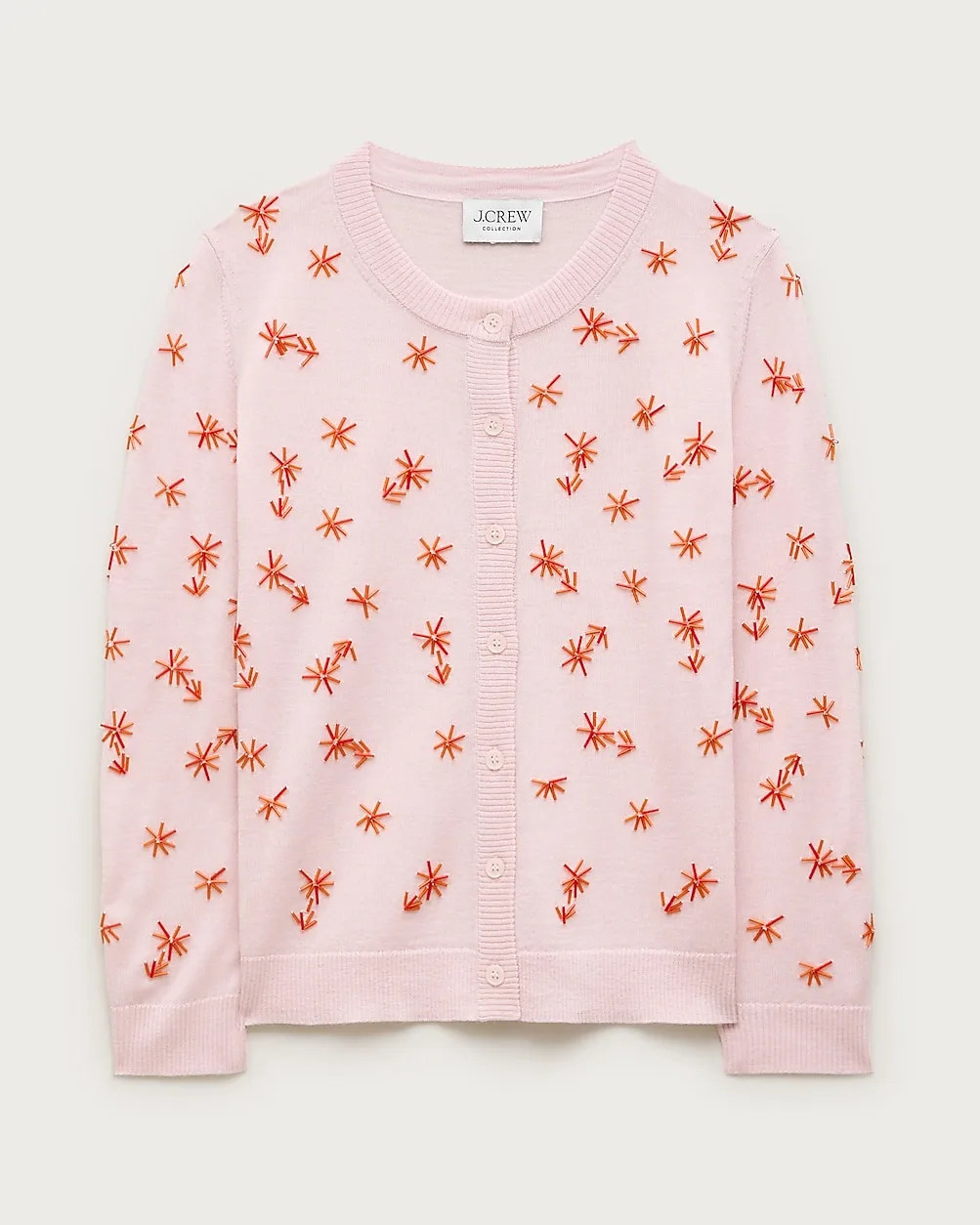 Collection Crewneck Cardigan in Merino Wool with Embellishments by J.Crew