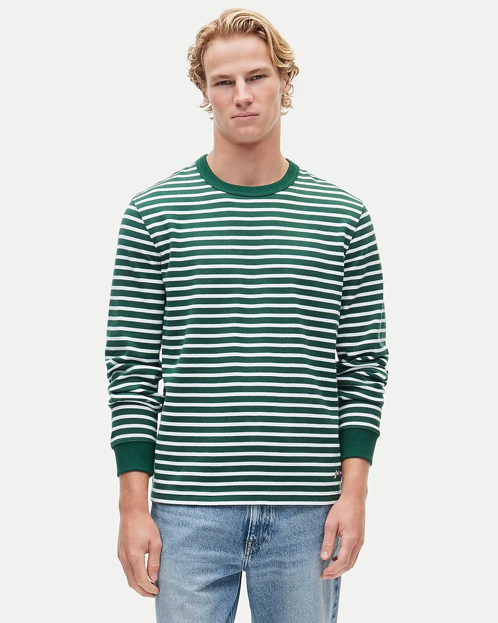Long-Sleeve Crewneck in Striped Maritime Jersey by J.Crew