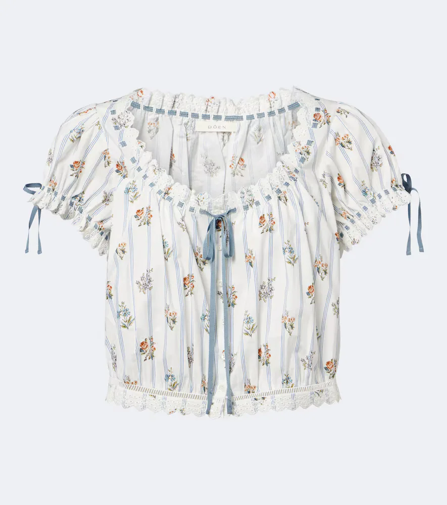 Top Nera En Coton à Fleurs by Doen
