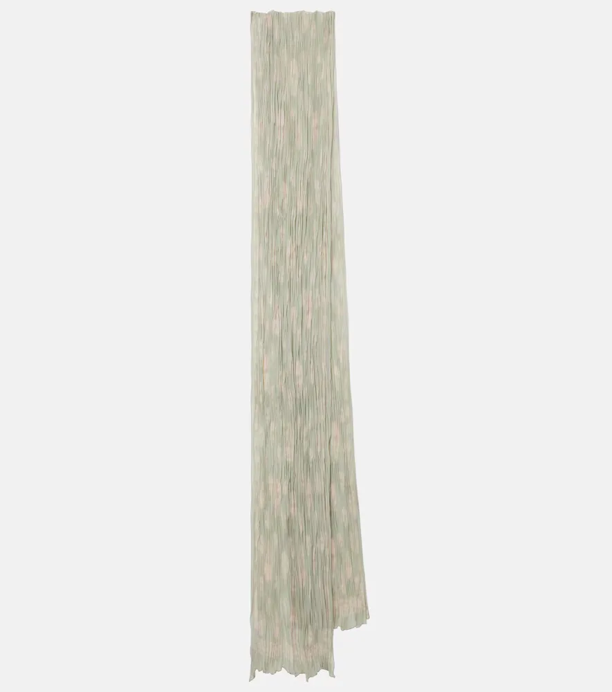 Skull Pleated Silk Scarf by McQueen