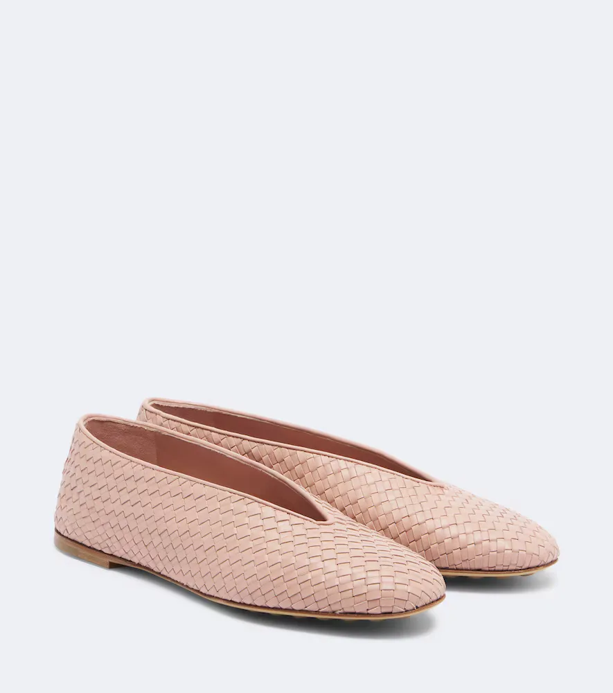 Ballerines Rosa En Cuir Intrecciato