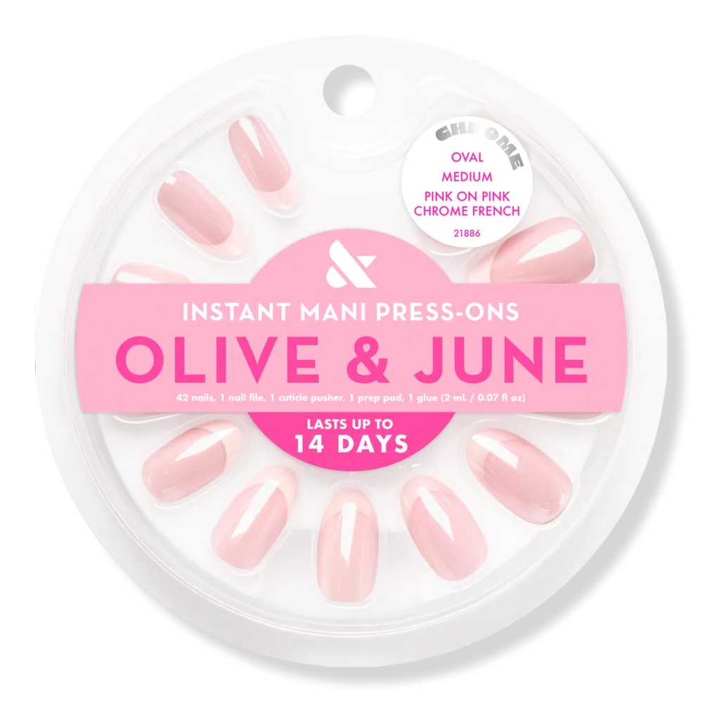 Instant Mani Press on Nails Pink Chrome French by Olive & June