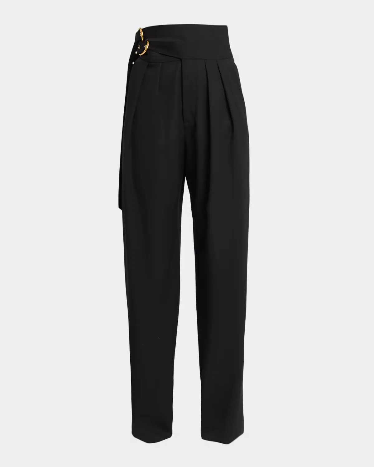 Double-Buckle Pleated Straight-Leg Trousers by Chloe