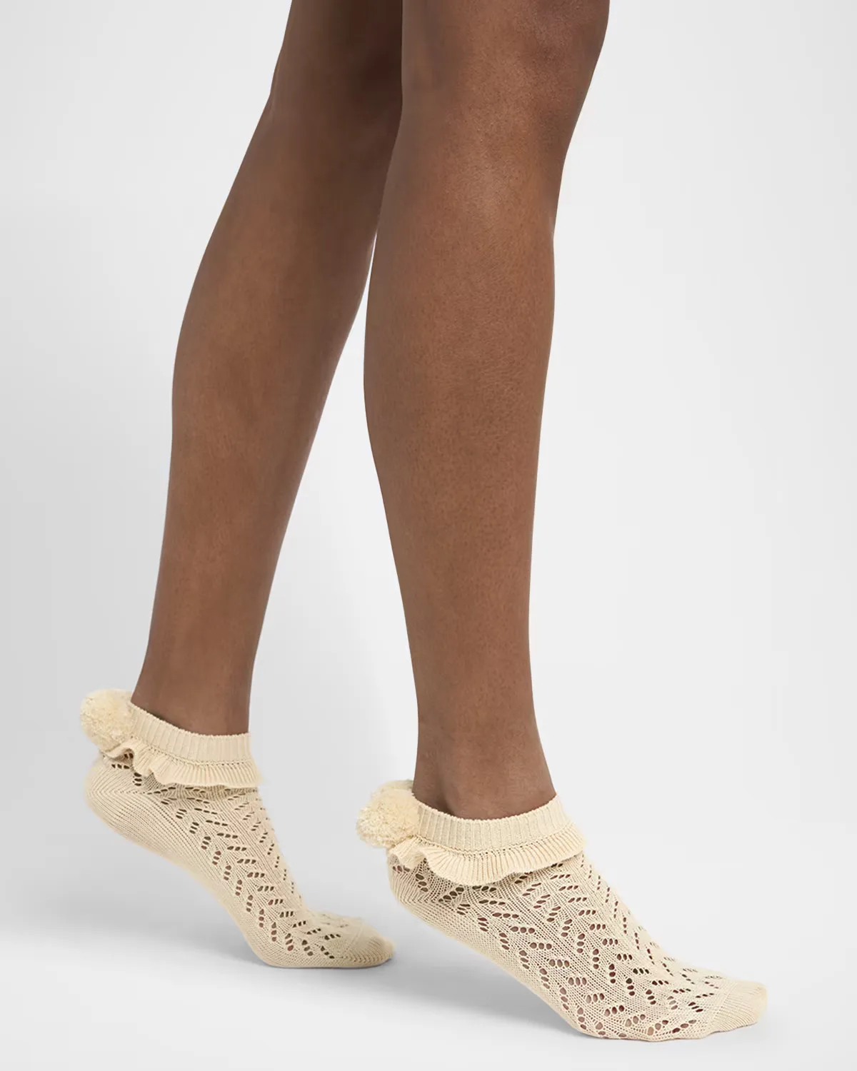 Calze Ruffle Pompom Pointelle Ankle Socks by Valentino Garavani