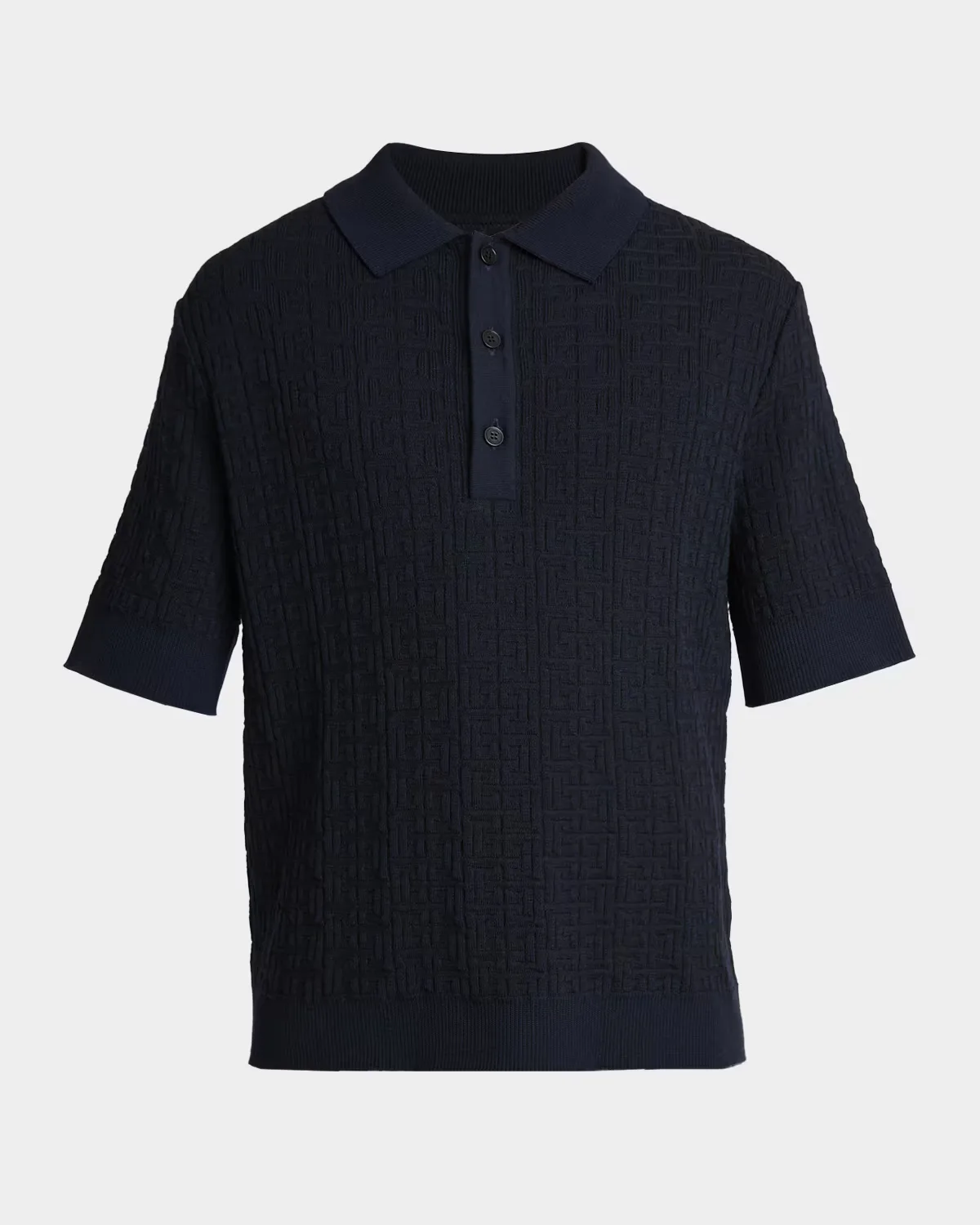 PB Monogram Knit Polo Shirt by Balmain