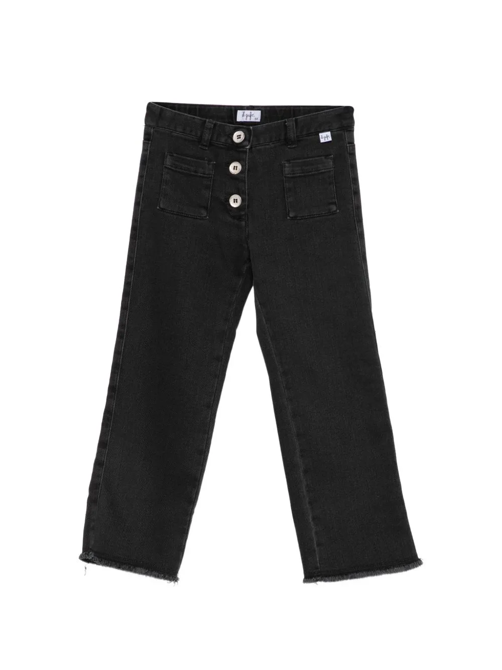 Button-Embellished Frayed-Hem Jeans by Il Gufo