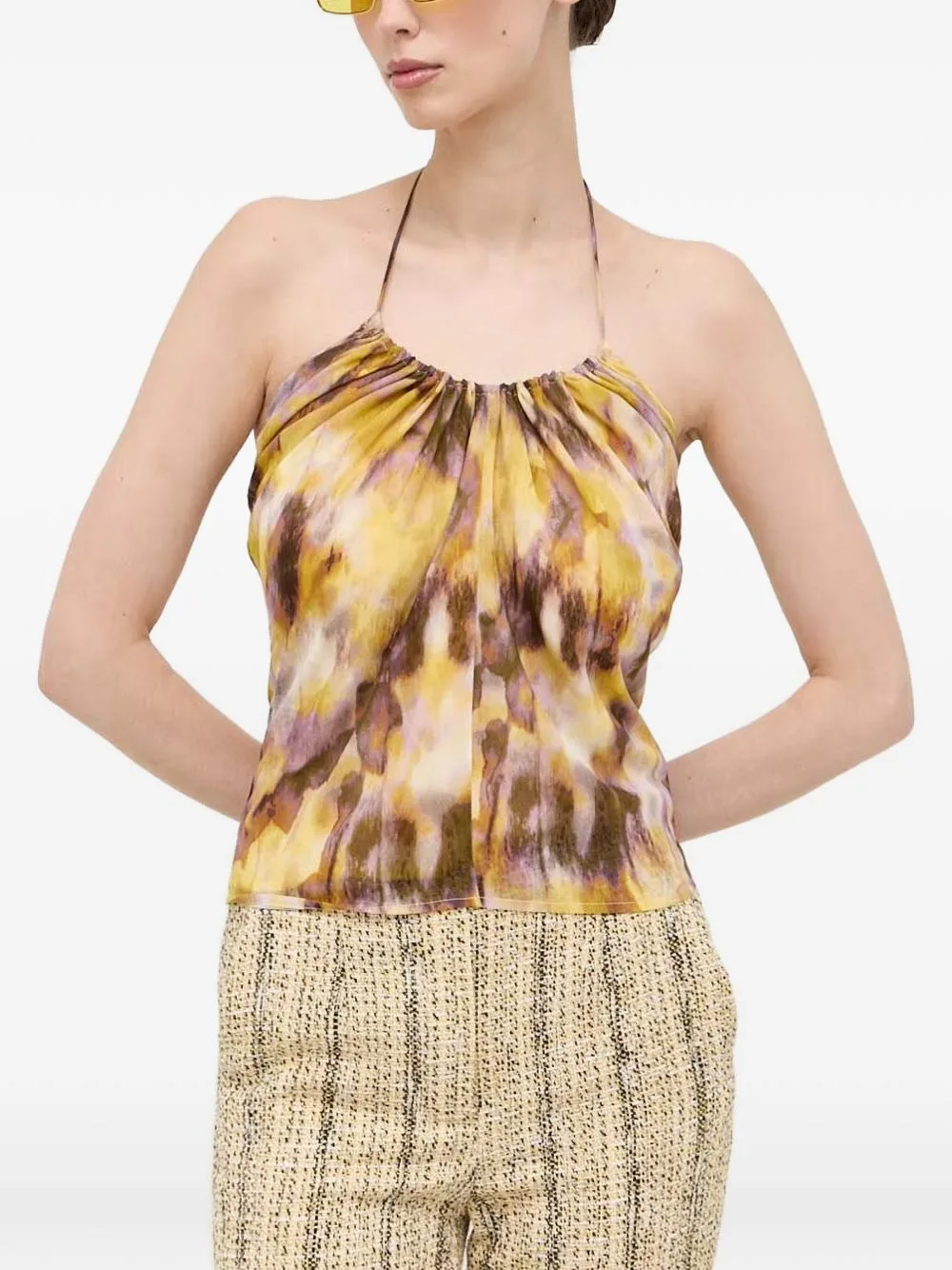 Abstract-Print Halterneck Top by Morgan