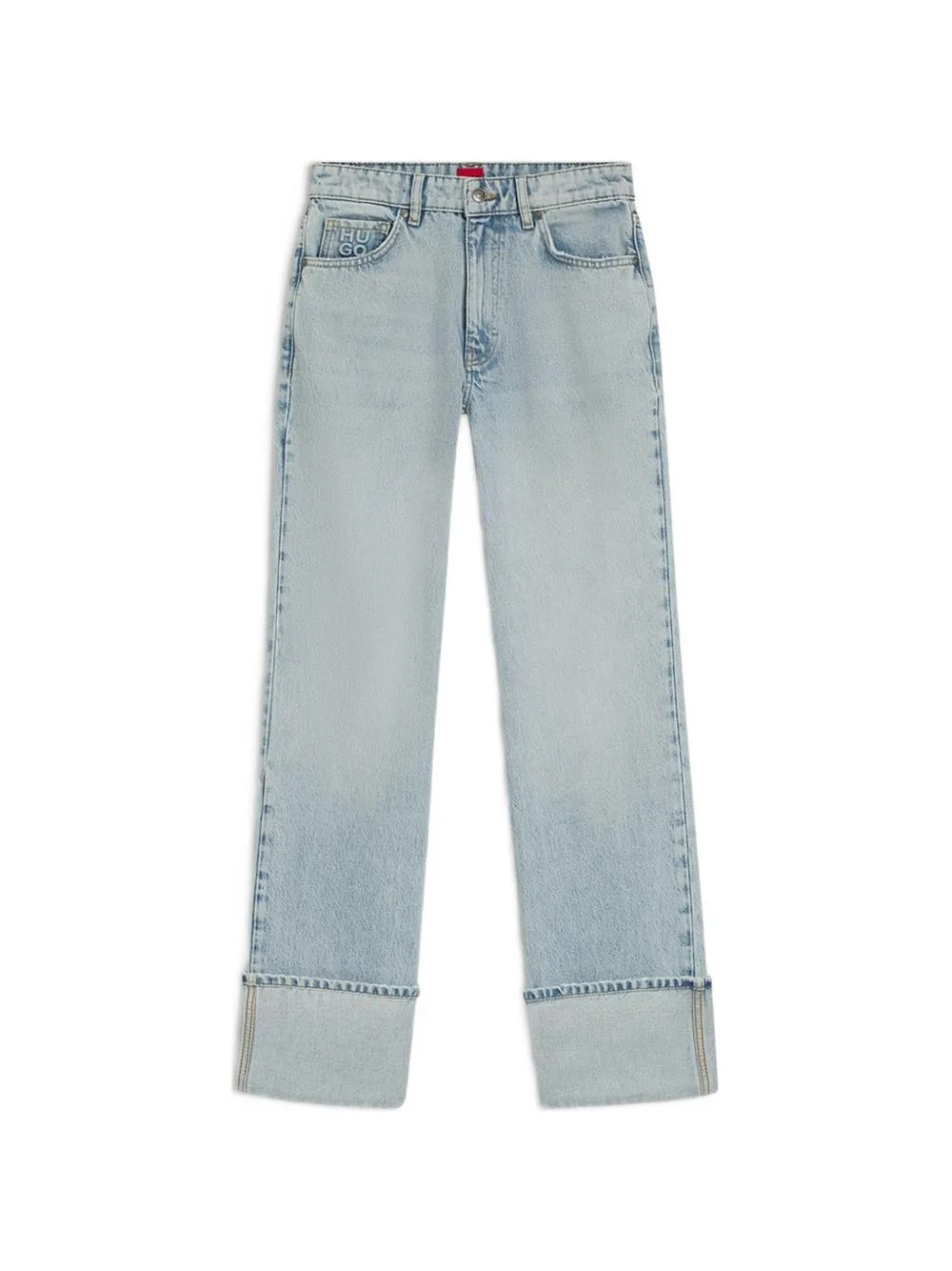 Straight-Fit Jeans in Blue Denim with Turn-Ups by HUGO