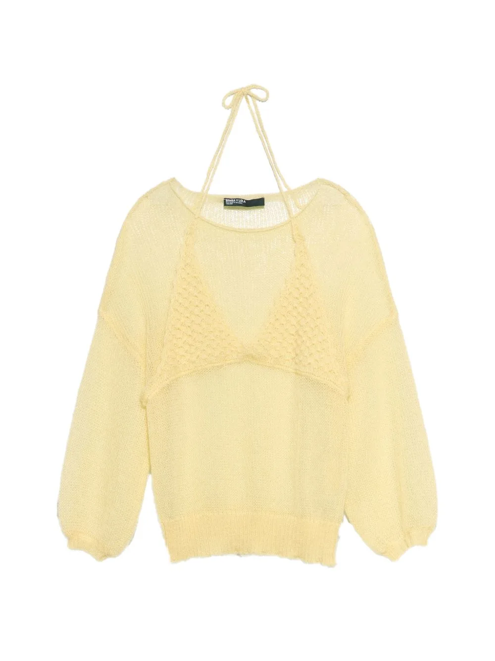 Light Yellow Mohair Sweater with Overlay Top by BIMBA Y LOLA