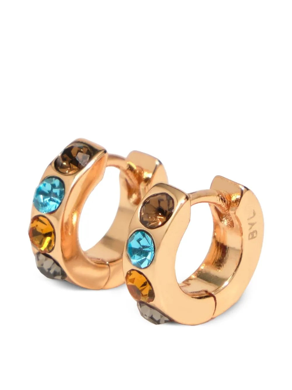 Multicolor Crystals Mini Hoop Earrings by BIMBA Y LOLA