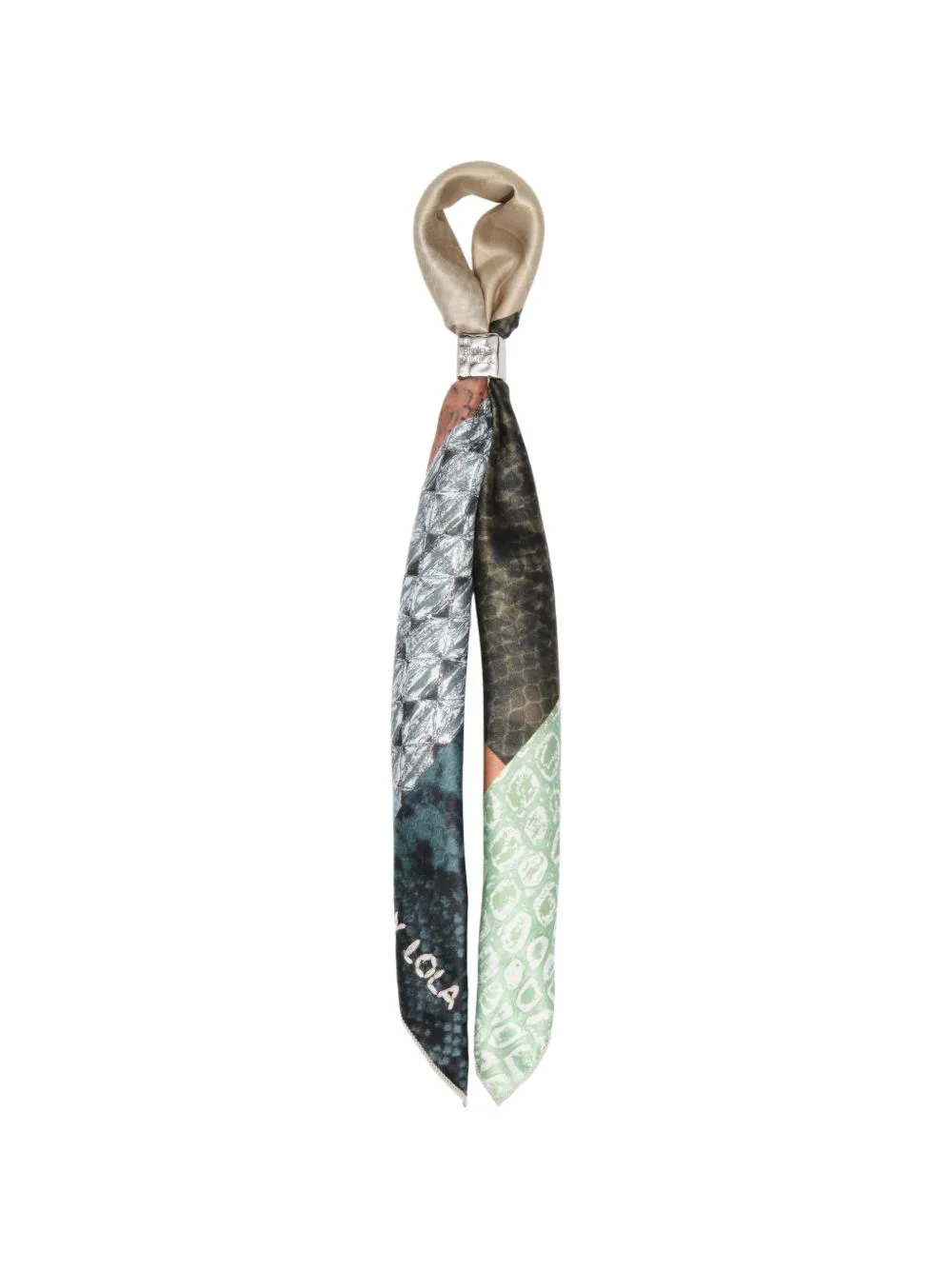 Geometric Snakeskin-Design Patchwork Scarf Charm by BIMBA Y LOLA