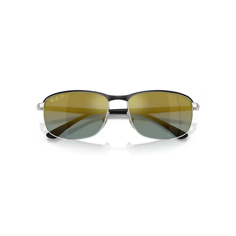 Rb3671 Polarized+ Lenses Sunglasses Black Frame Gold Lenses Polarized by Ray-Ban