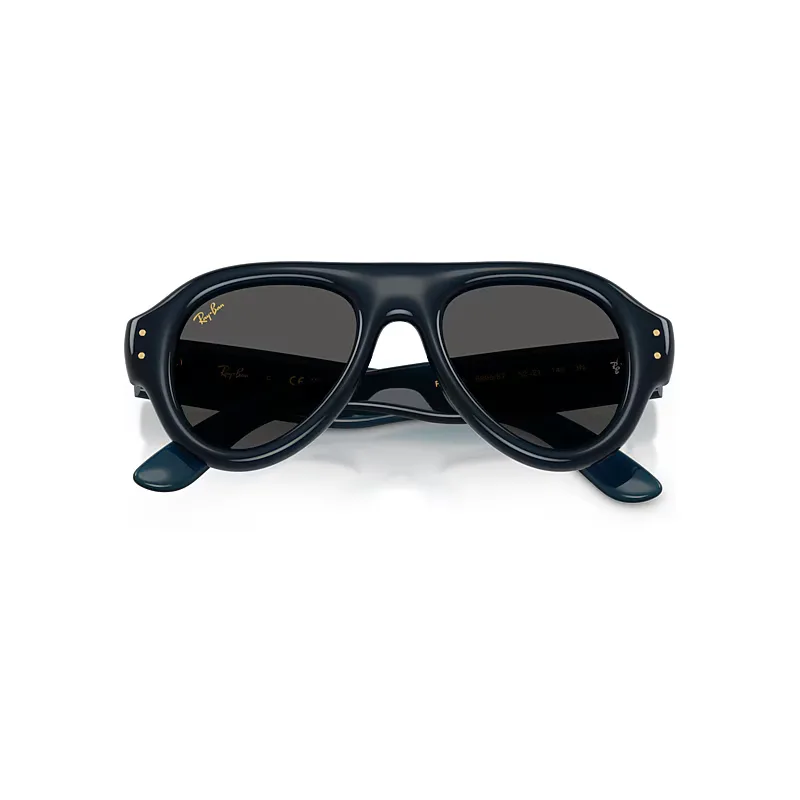 Aviator Puffer Sunglasses Transparent Dark Blue Frame Black Lenses by Ray-Ban