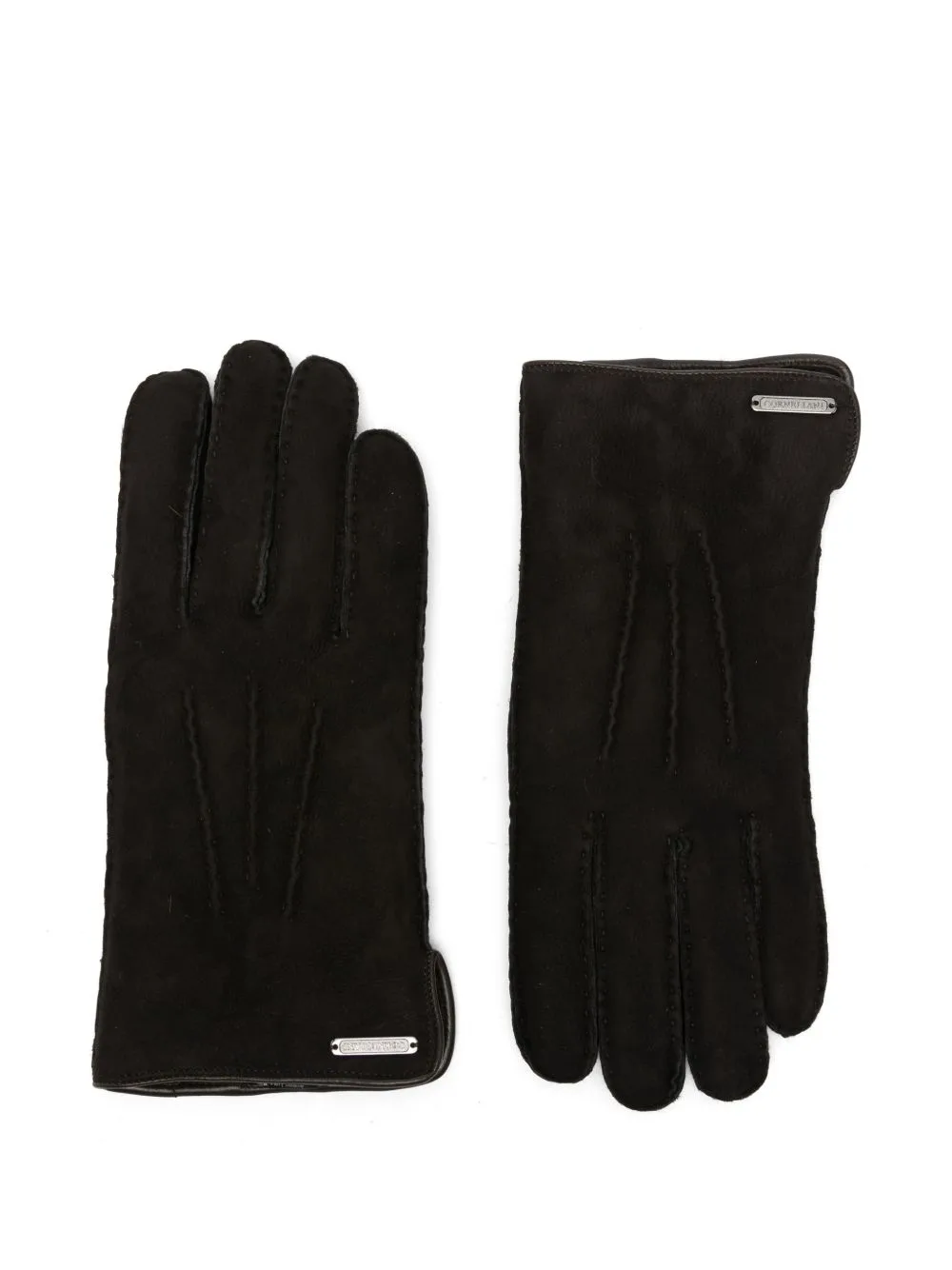 Logo-Plaque Suede-Finish Gloves by Corneliani