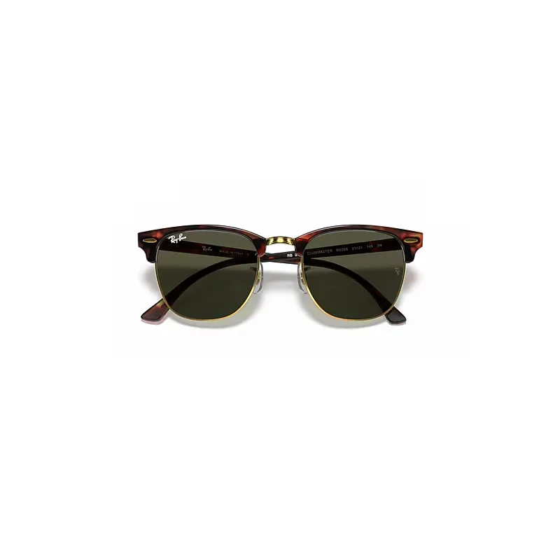 Clubmaster Classic Sunglasses Tortoise on Gold Frame Green Lenses
