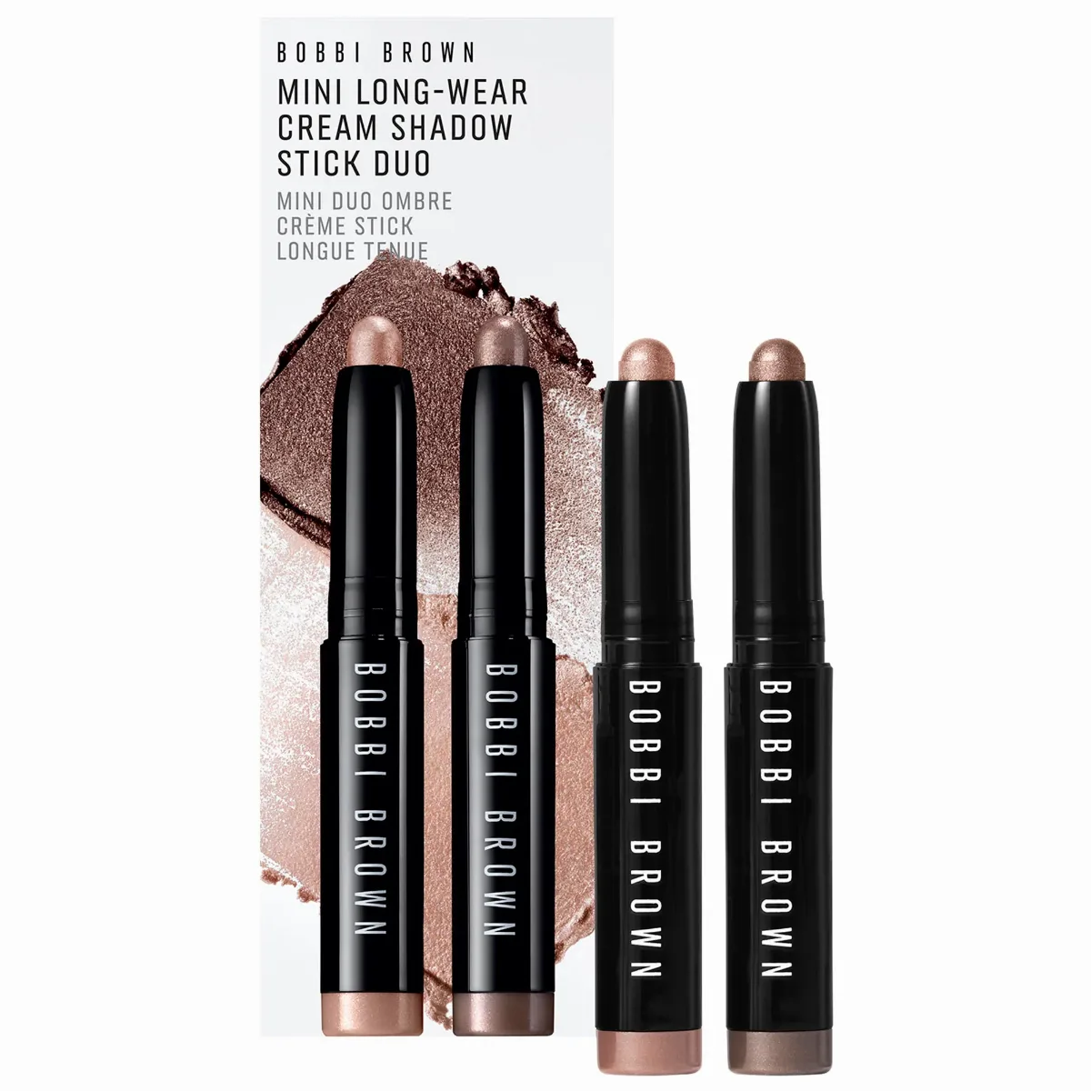 Mini Long-Wear Cream Waterproof Eyeshadow Stick Duo Golden Pink & Smokey Topaz by Bobbi Brown