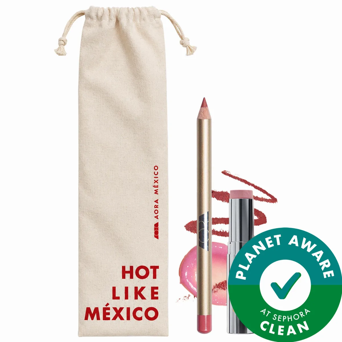 Acaríciame Hydrating Solid Lip Serum + Háblame Longwear Lip Liner Duo by AORA México
