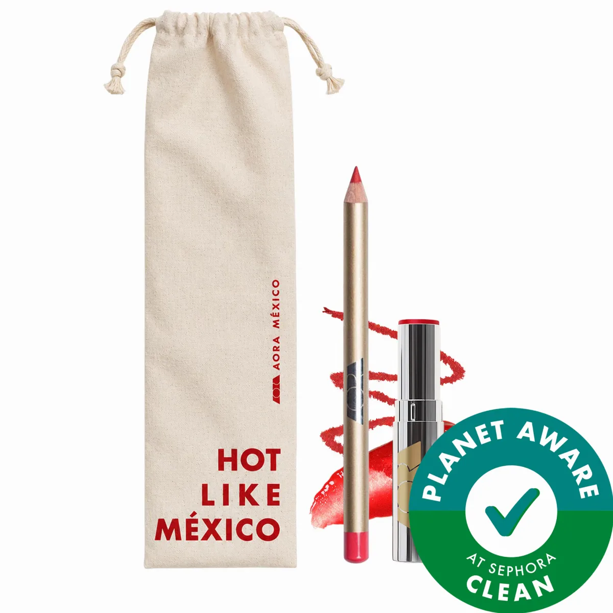 Acaríciame MÁS Chili-Infused Solid Lip Serum & Háblame Longwear Lip Liner Duo by AORA México