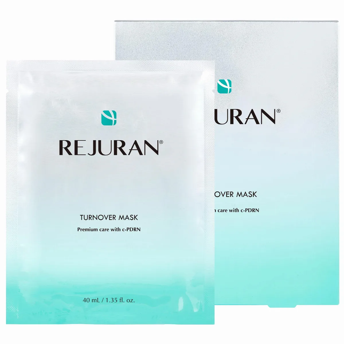 Turnover Mask c-PDRN 5-Pack for Uneven Texture & Brightening Dull Skin 1.35 Fl oz/40 mL x 5 Sheets by Rejuran