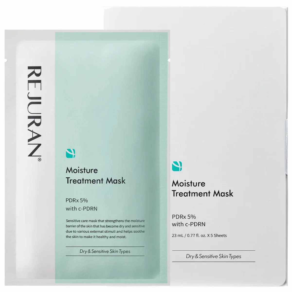 Moisture Treatment Mask c-PDRN for Hydration & Redness Relief 0.77 Fl oz x 5 Sheets/23ml x 5 Sheets by Rejuran