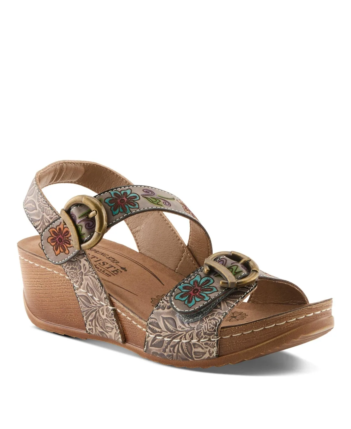 Gottaget Wedge Sandal with Hand-Painted Vamp