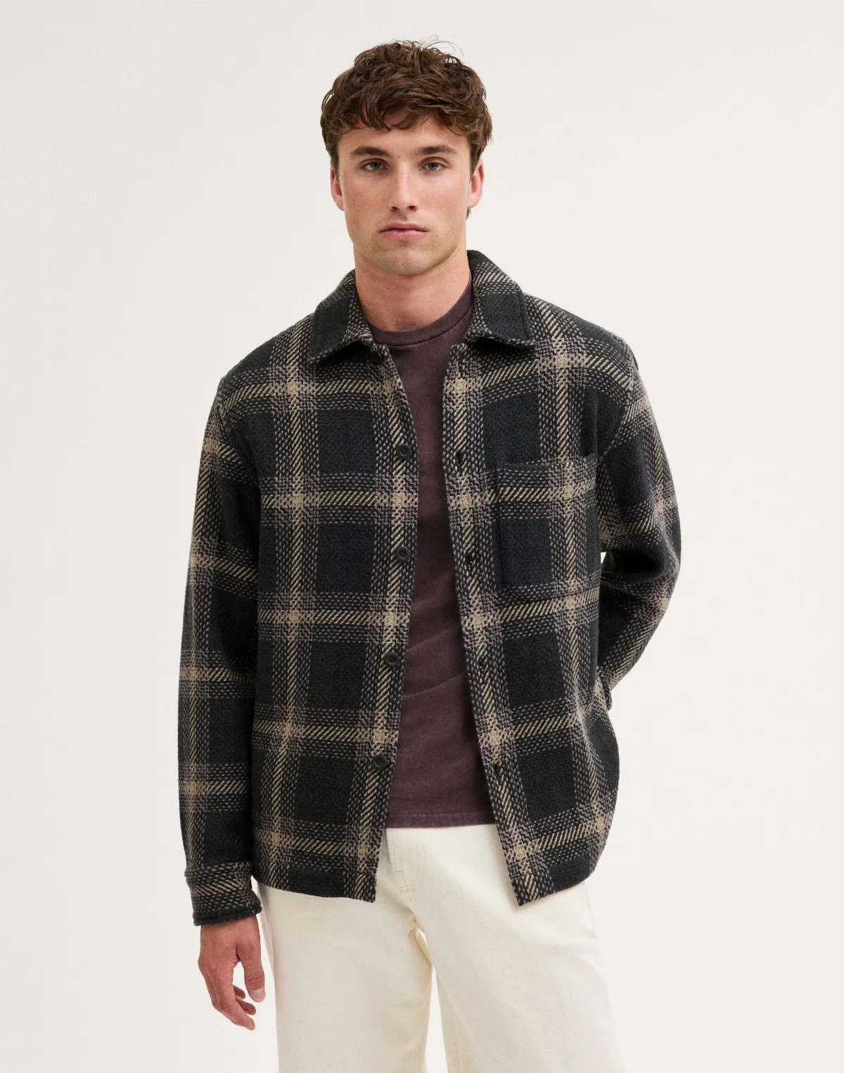 Twill Shirt-Jacket in Broken Plaid by MW