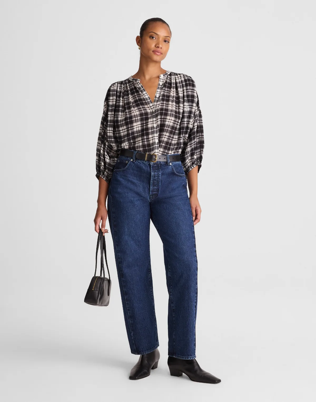 Curvy Pieced Barrel-Leg Jeans by MW