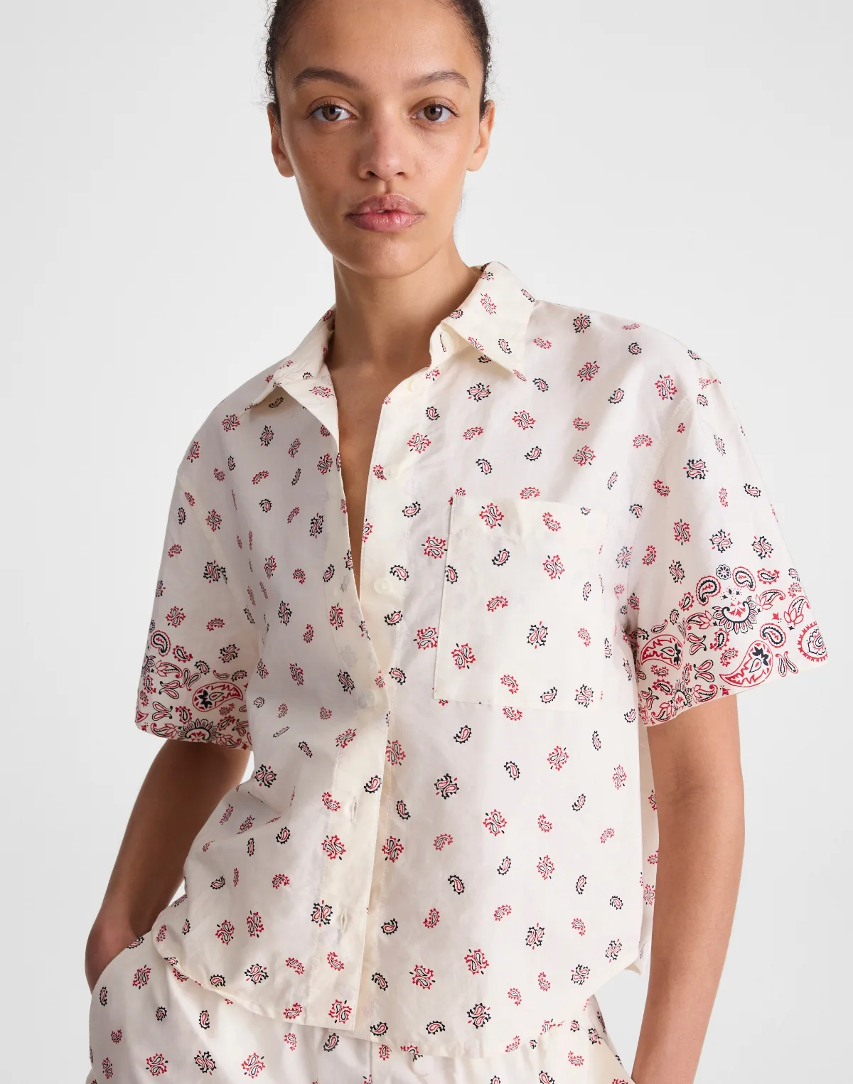Patch-Pocket Boxy Shirt in Poplin by MW