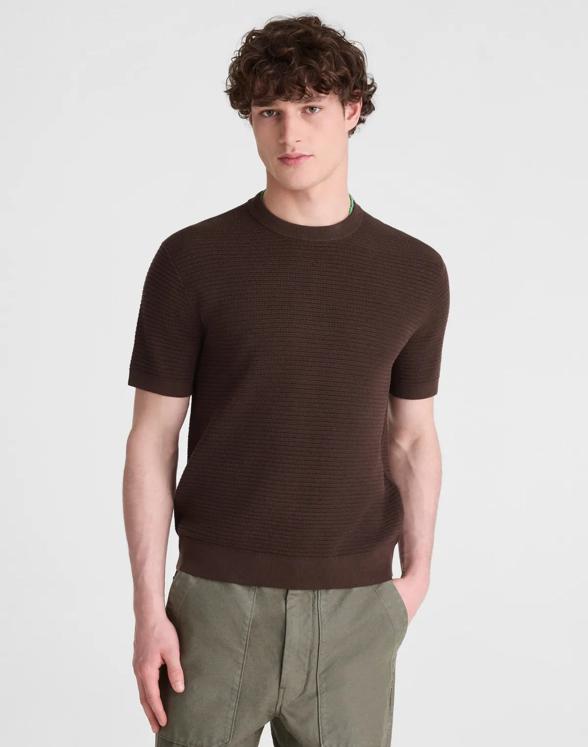 Textured-Stitch Sweater Tee by MW