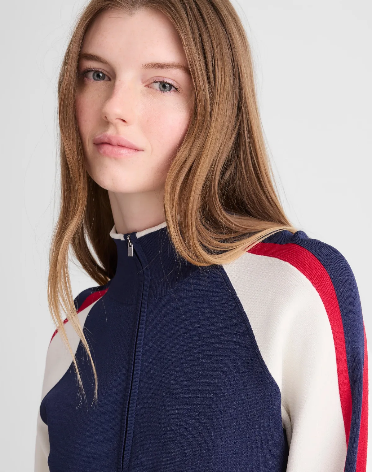 Colorblocked Quarter-Zip Raglan Sweater by MW