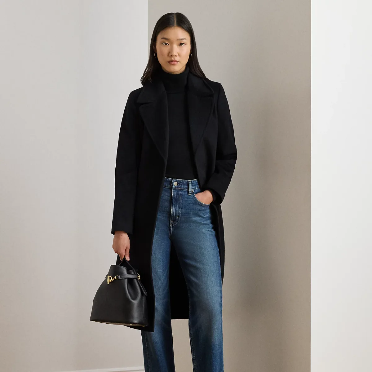 Belted Wool-Blend Wrap Coat by Lauren Ralph Lauren