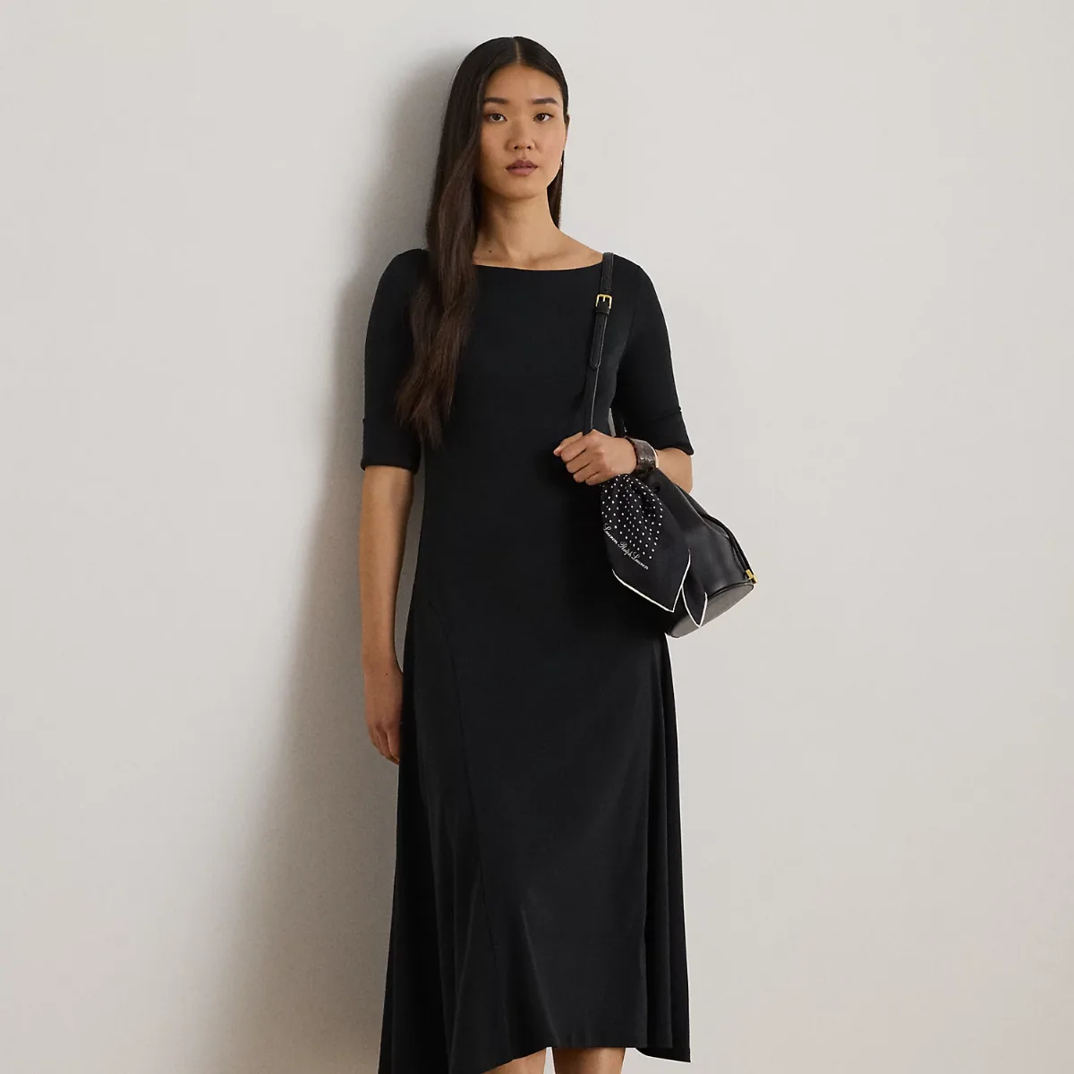 Rib-Knit Stretch Cotton Midi Dress by Ralph Lauren Petite