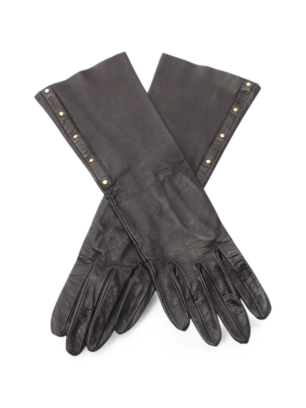 2000s Studded Leather Gloves by Gucci Pre-Owned