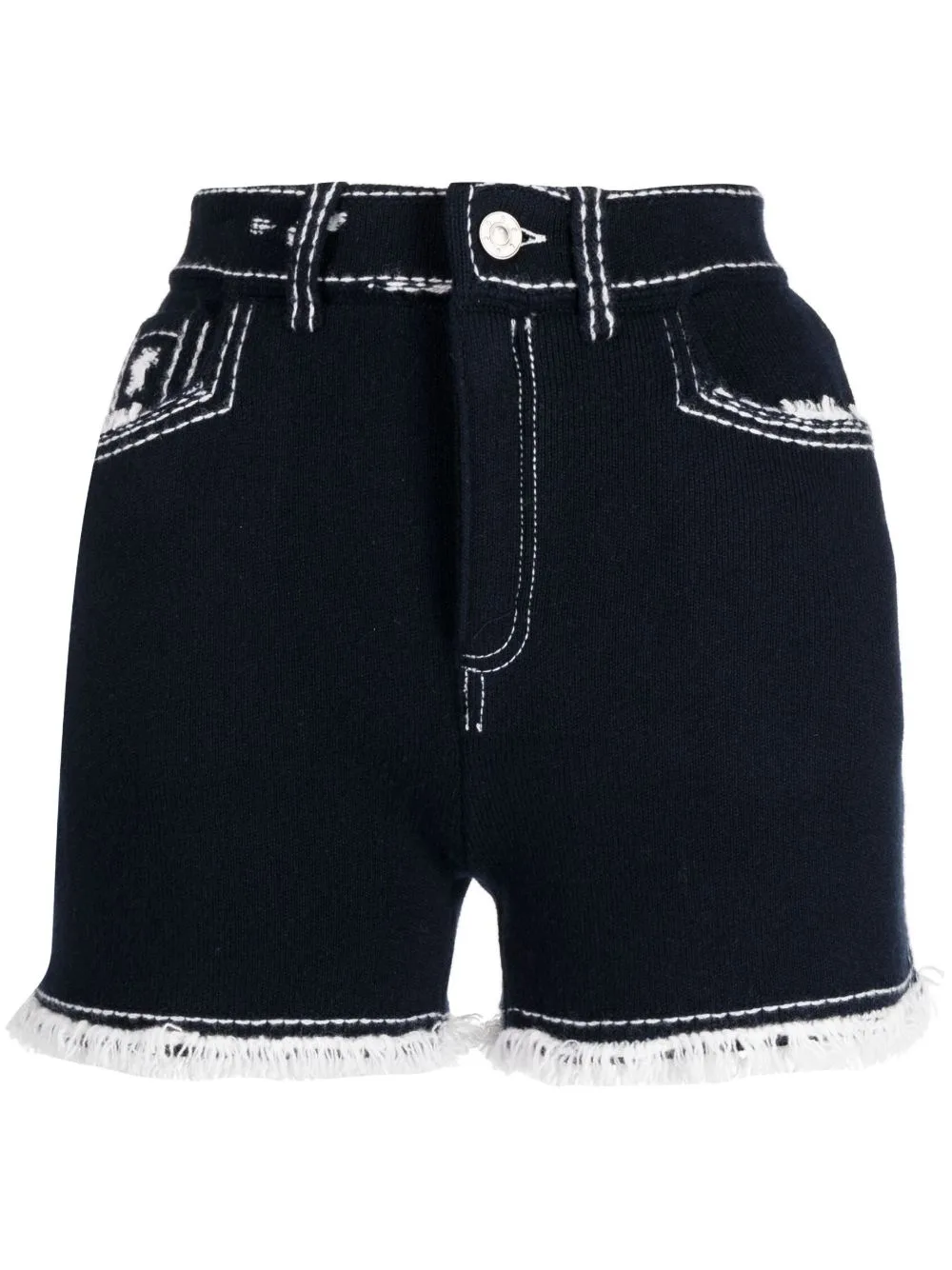 Fine-Knit Fringe-Detail Shorts by Barrie
