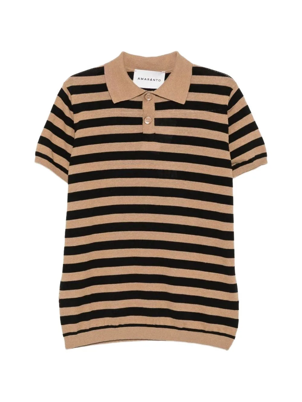 Striped Short-Sleeve Polo Shirt by AMARANTO
