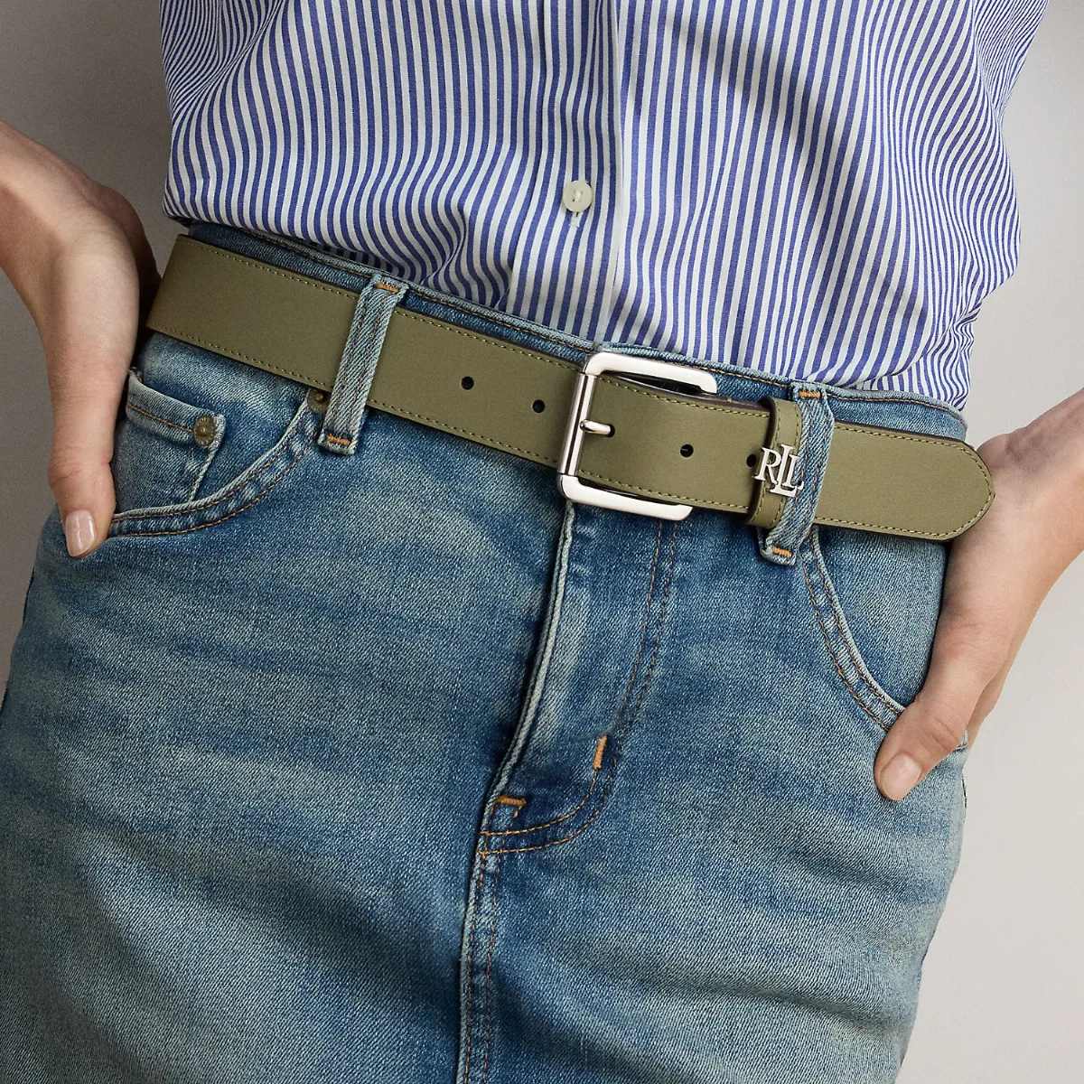 Logo-Keeper Leather Belt by Lauren Ralph Lauren