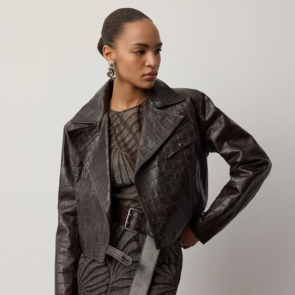 Jaxson Printed Lambskin Moto Jacket by Ralph Lauren Collection