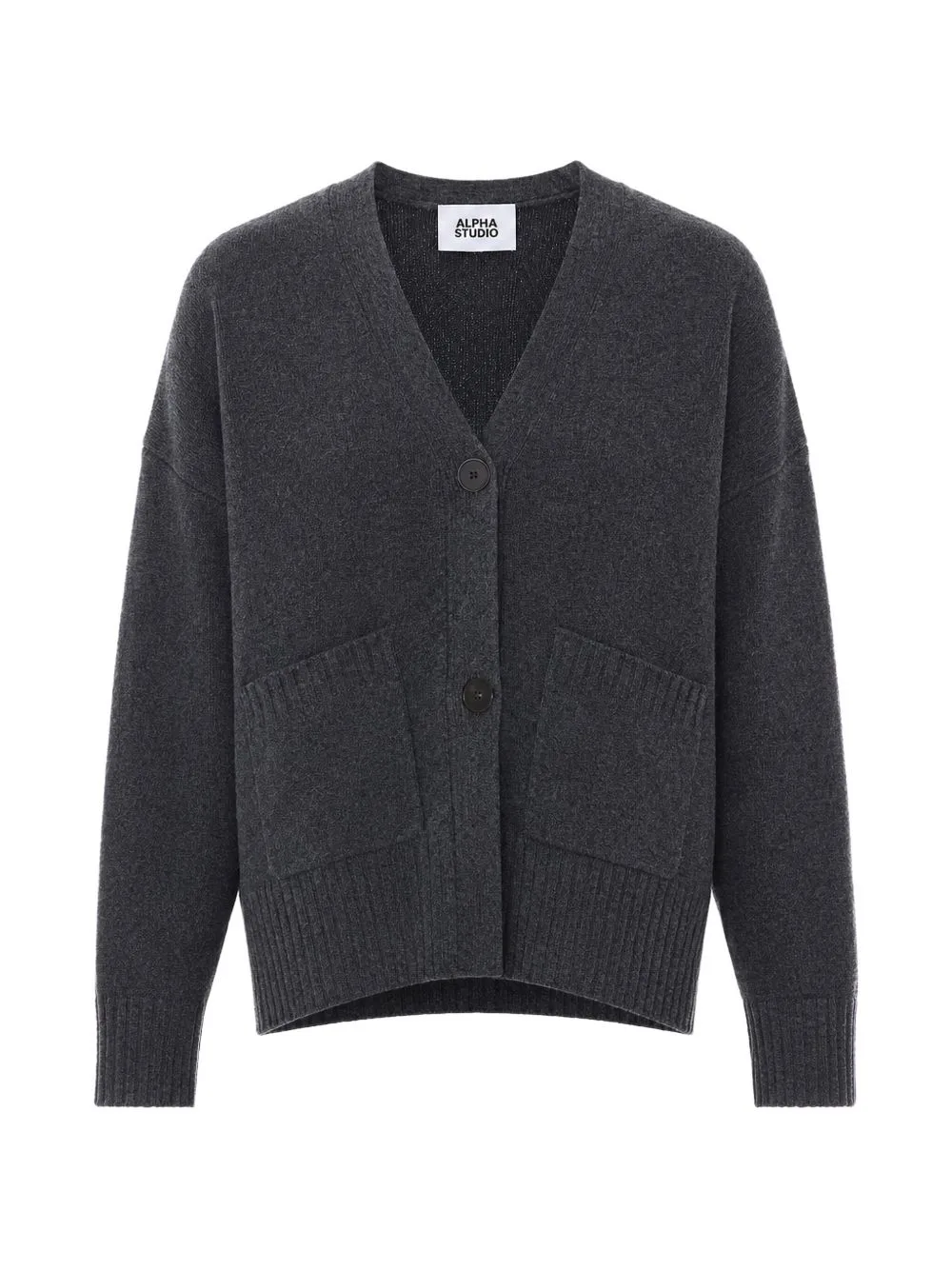 V-Neck Button-Up Cardigan by ALPHA STUDIO