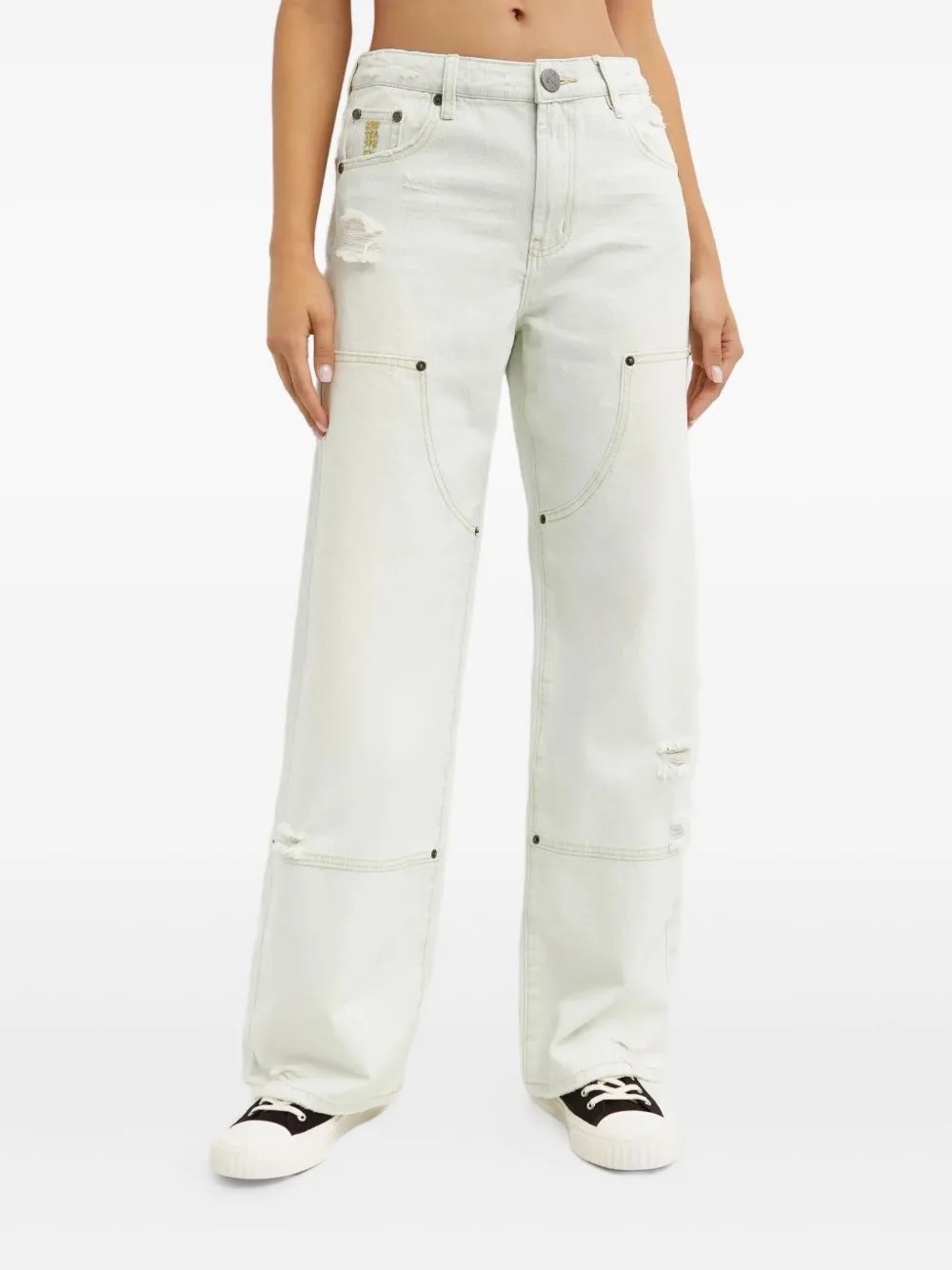 Distressed Wide-Leg Jeans by One Teaspoon