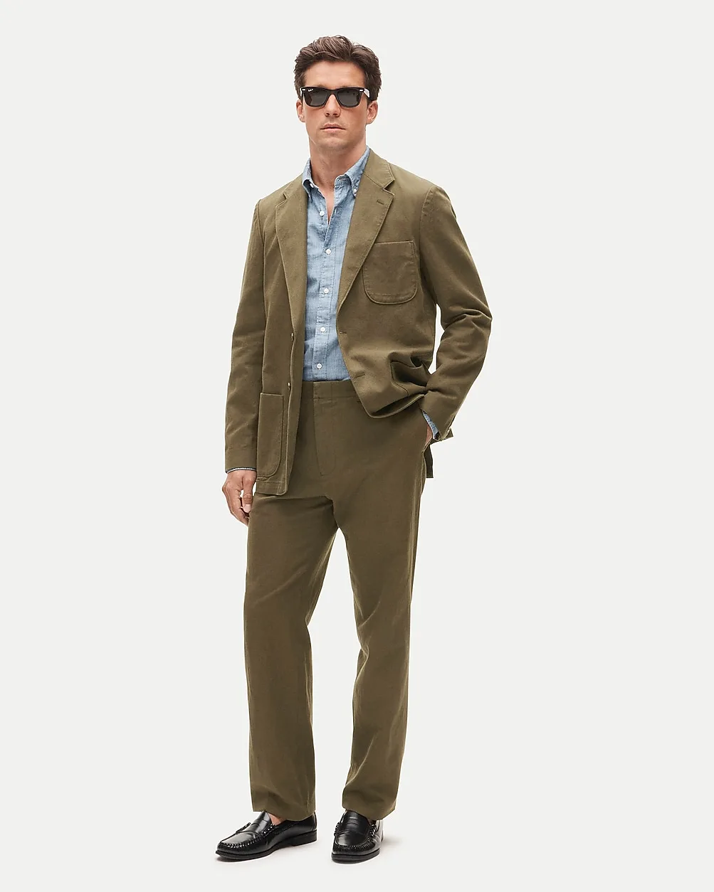 Relaxed-Fit Suit Jacket in Italian Cotton-Linen Twill Blend