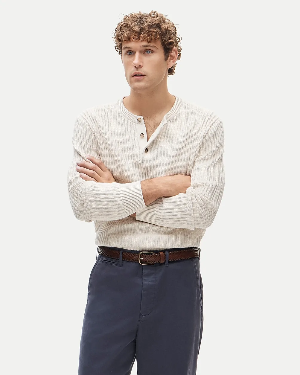 Fisherman-Rib Henley Sweater in Cotton by J.Crew