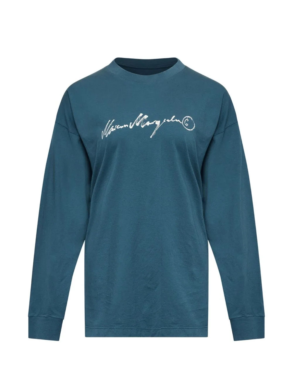 Long-Sleeve Overdyed Handwritten-Print T-Shirt by MM6 Maison Margiela