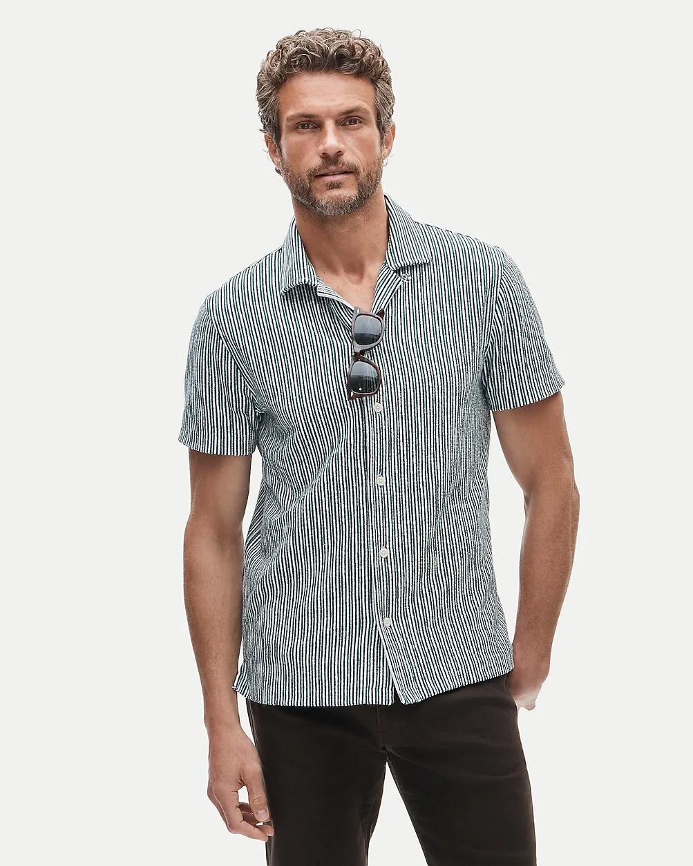 Textured Camp-Collar Knit Shirt in Stripe by J.Crew