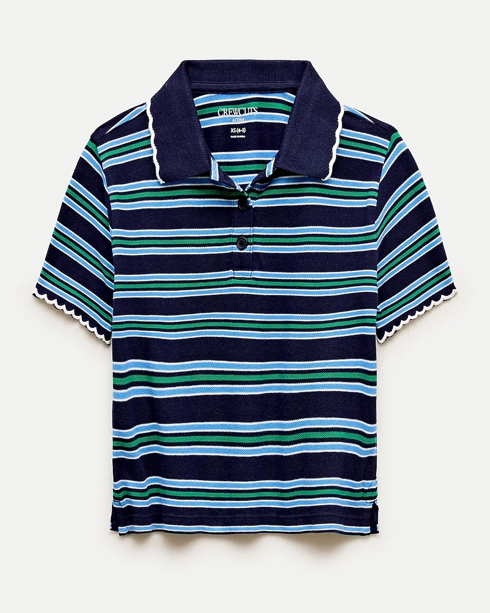 Scallop-Trim Piqué Polo Shirt in Stripe by J.Crew